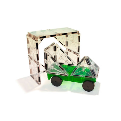 MAGNA-TILES - Cars - 2 Piece Expansion Set - Green & Yellow