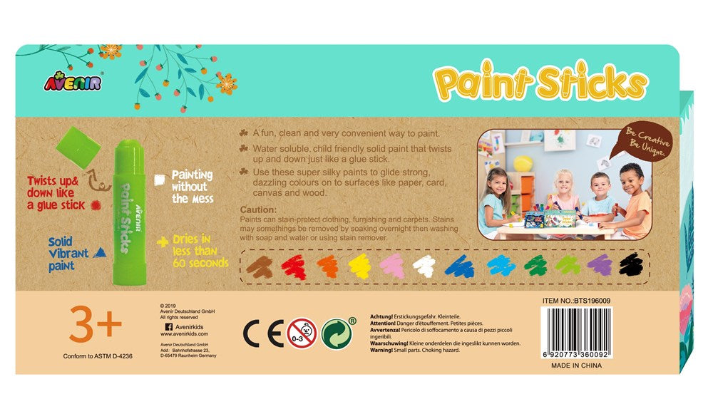 Avenir - Paint Sticks - 12 Colours - Johnco